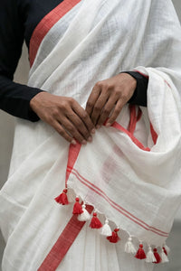 WHITE HORIZON | Cotton Slub | Indidha Saree