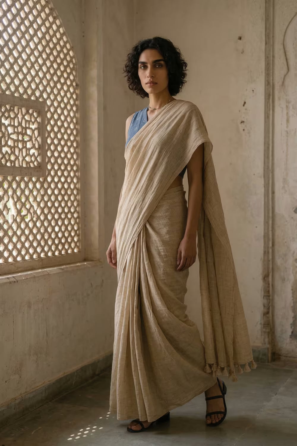 Chandan Leher | Mul Cotton | Indidha Saree