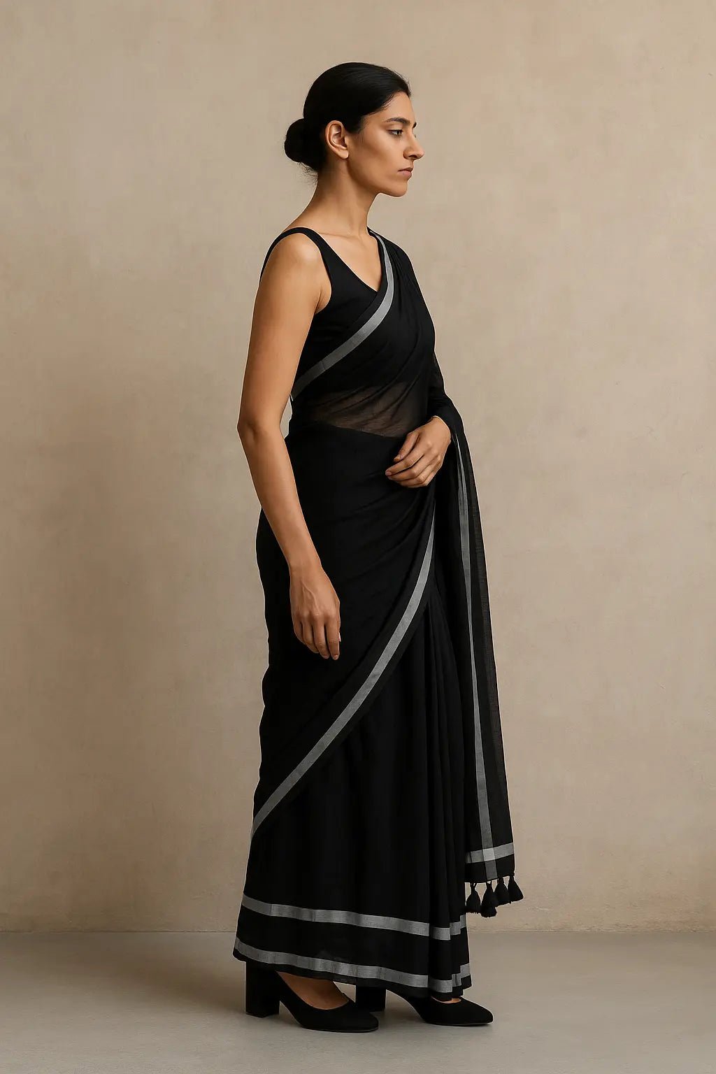 Kaali Reva | Handloom Mul Cotton | Indidha Saree