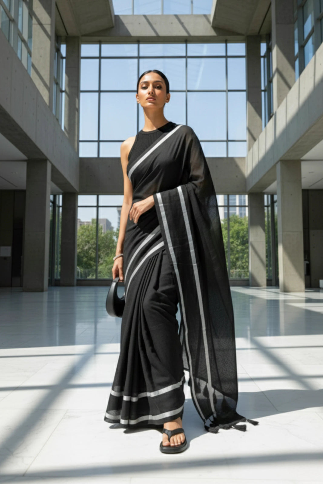 Kaali Reva | Handloom Mul Cotton | Indidha Saree