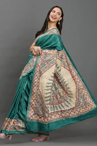 KathaKriti | Hand - painted Tussar Silk | Indidha Saree