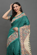 KathaKriti | Hand - painted Tussar Silk | Indidha Saree