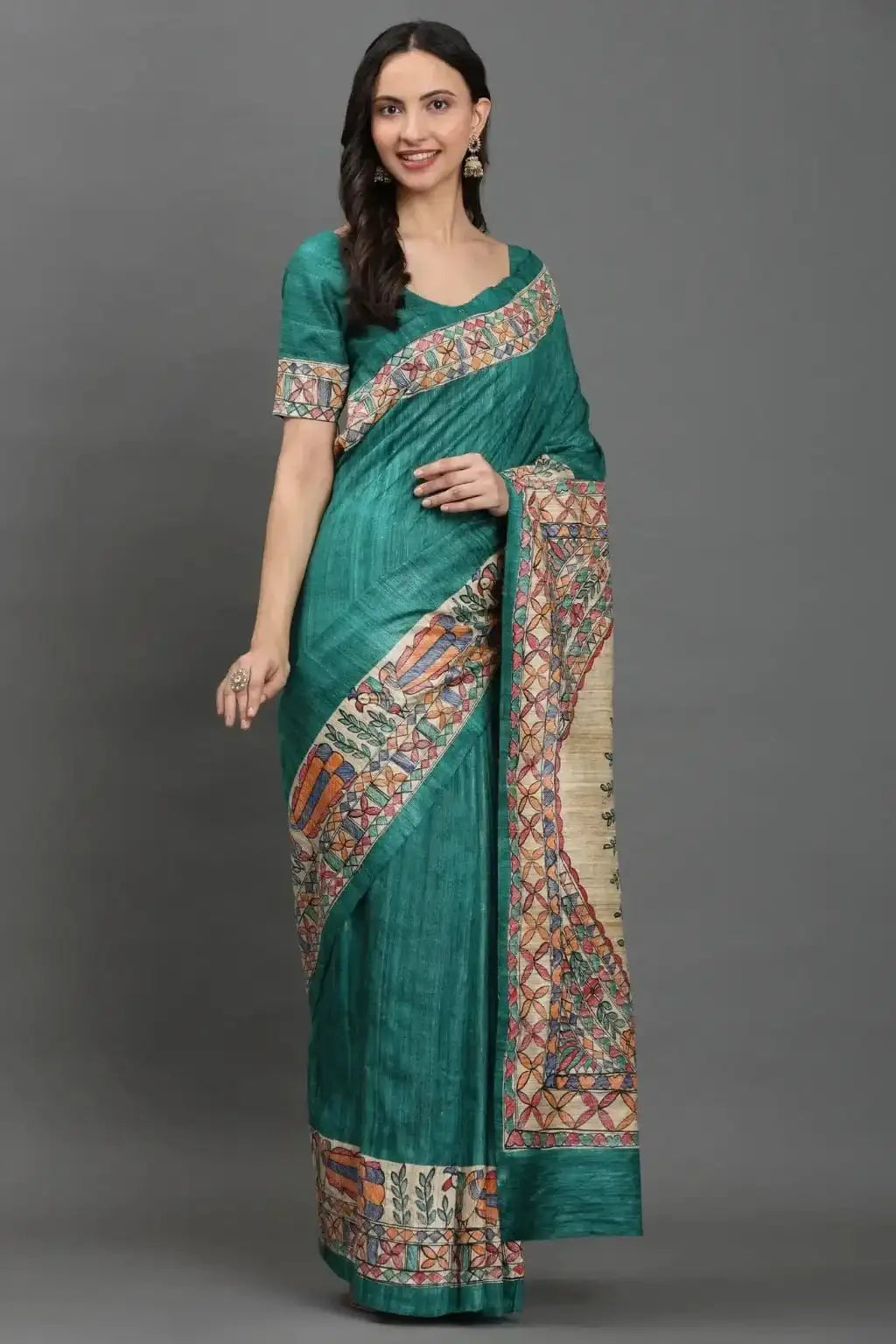 KathaKriti  | Hand-painted Tussar Silk | Indidha Saree