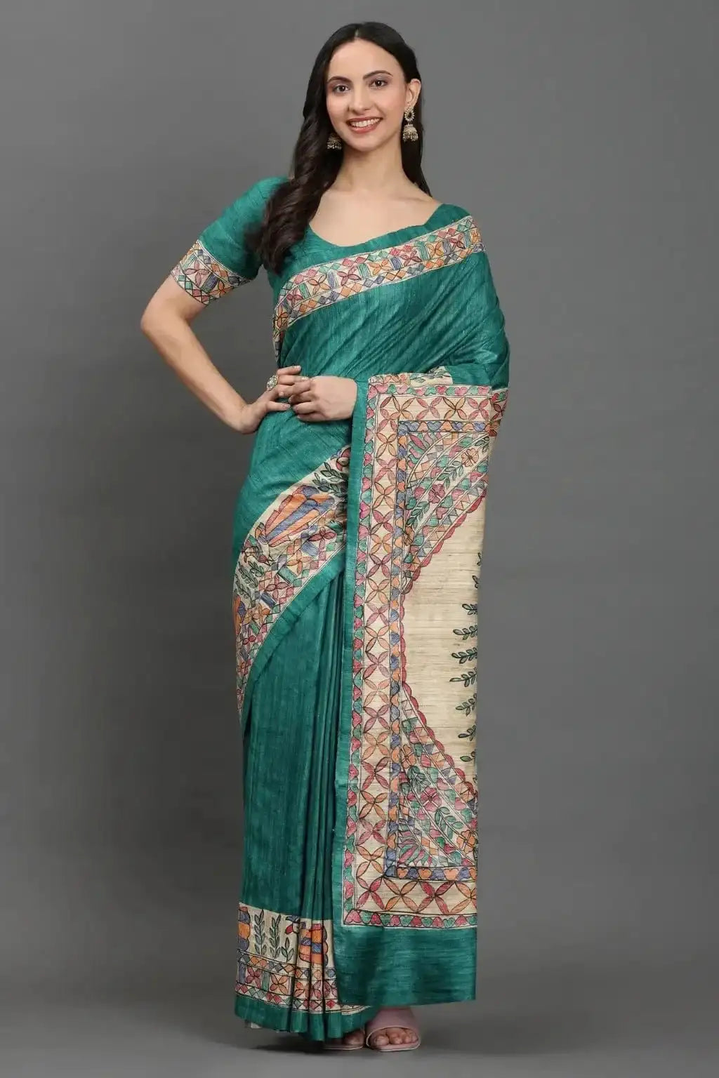 KathaKriti | Hand - painted Tussar Silk | Indidha Saree