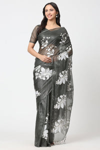 LEAF LUSTER | Organza Kota Embroidery | Indidha Saree