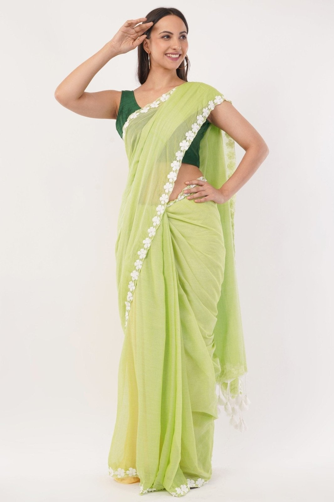 LIME LUSH | Mul Cotton | Indidha Saree