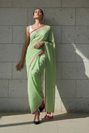 Lime Whisper | Handloom Mul Cotton | Indidha Saree
