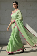 Lime Whisper | Handloom Mul Cotton | Indidha Saree