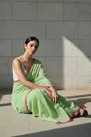 Lime Whisper | Handloom Mul Cotton | Indidha Saree