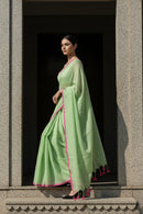 Lime Whisper | Handloom Mul Cotton | Indidha Saree
