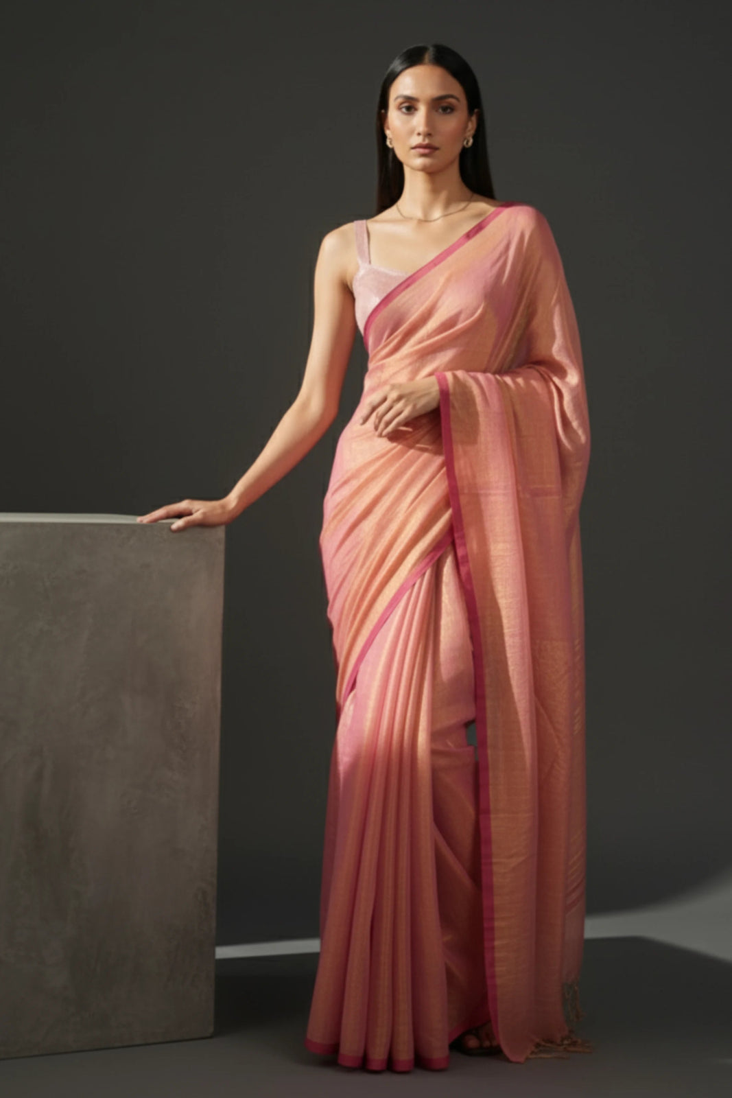 LUMINOUS ROSE | Handloom Tissue | Indidha Saree