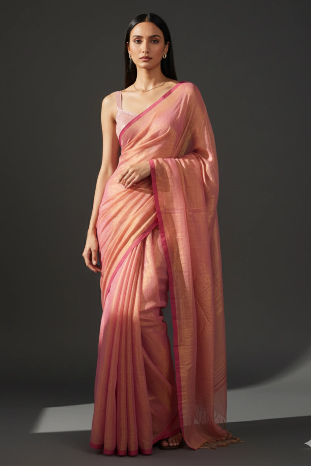 LUMINOUS ROSE | Handloom Tissue | Indidha Saree