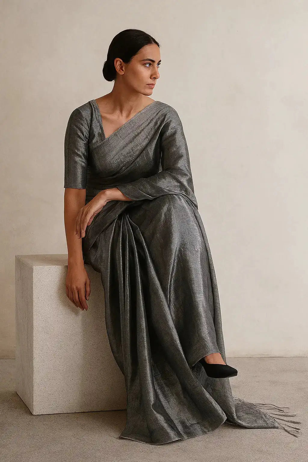 LUNAR GLOW | Handloom Tissue | Indidha Saree