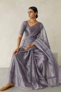 LUSTROUS MOONLIT | Handloom Tissue | Indidha Saree