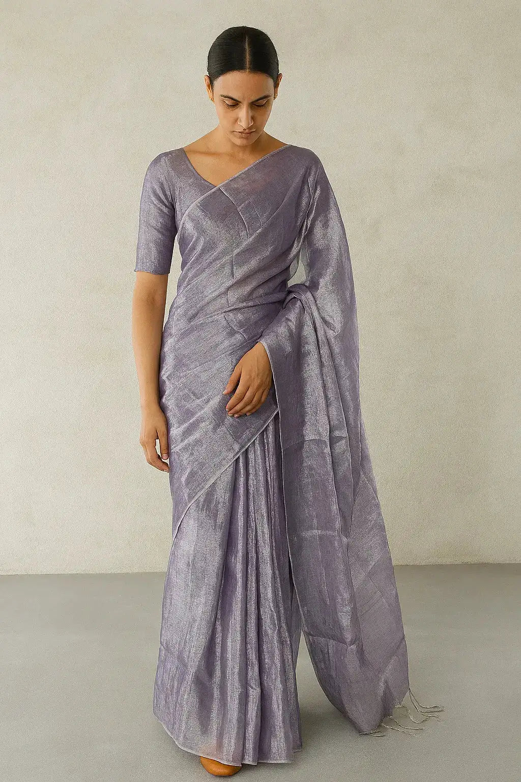LUSTROUS MOONLIT | Handloom Tissue | Indidha Saree