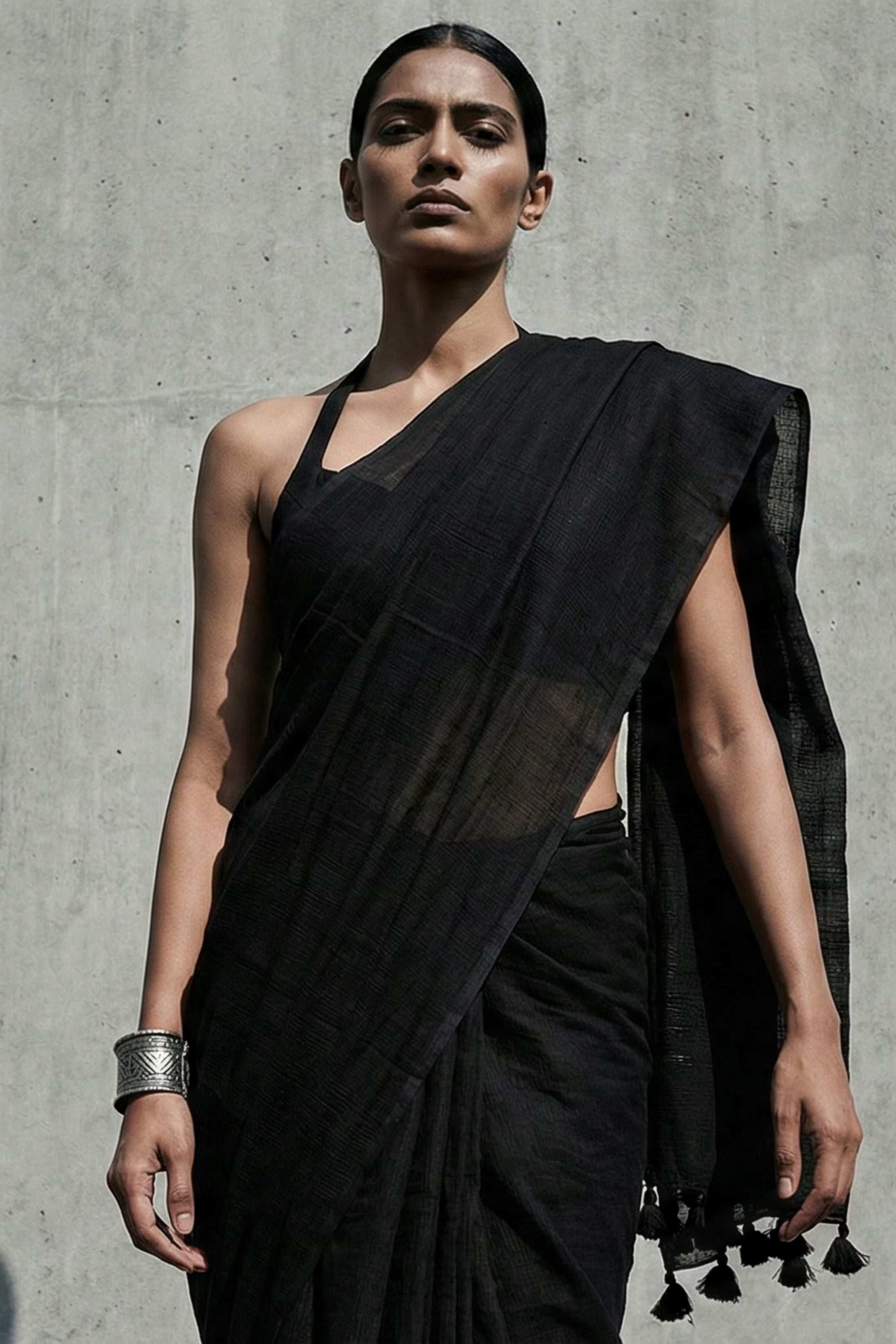 Ebon Drape | Mul Cotton | Indidha Saree