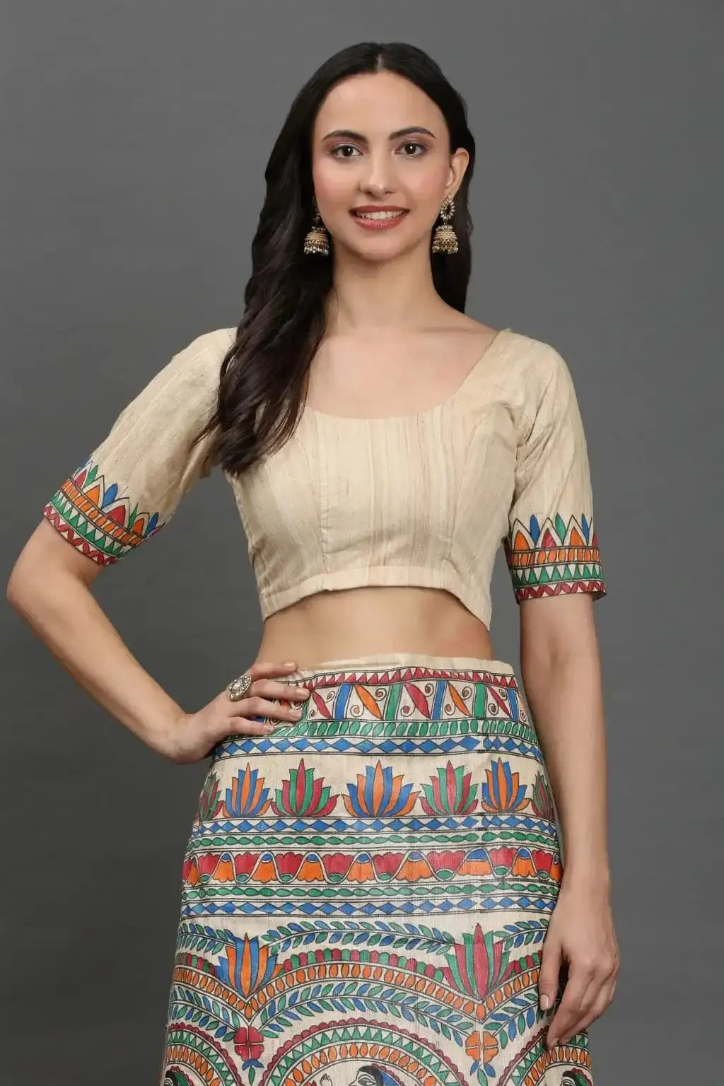 Madhubani Melody | Hand - painted Tussar Silk | Indidha Saree