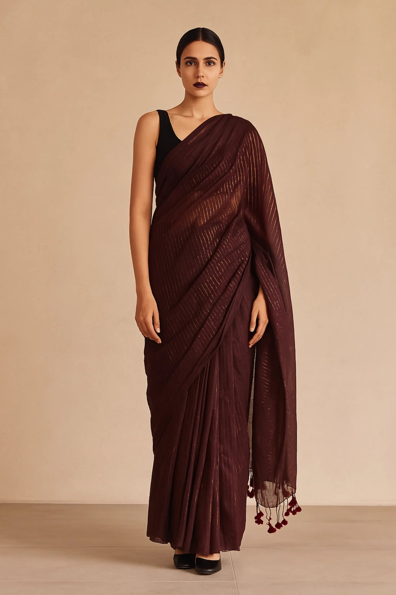 MAROON SPARKLE| Pure Cotton | Indidha Saree