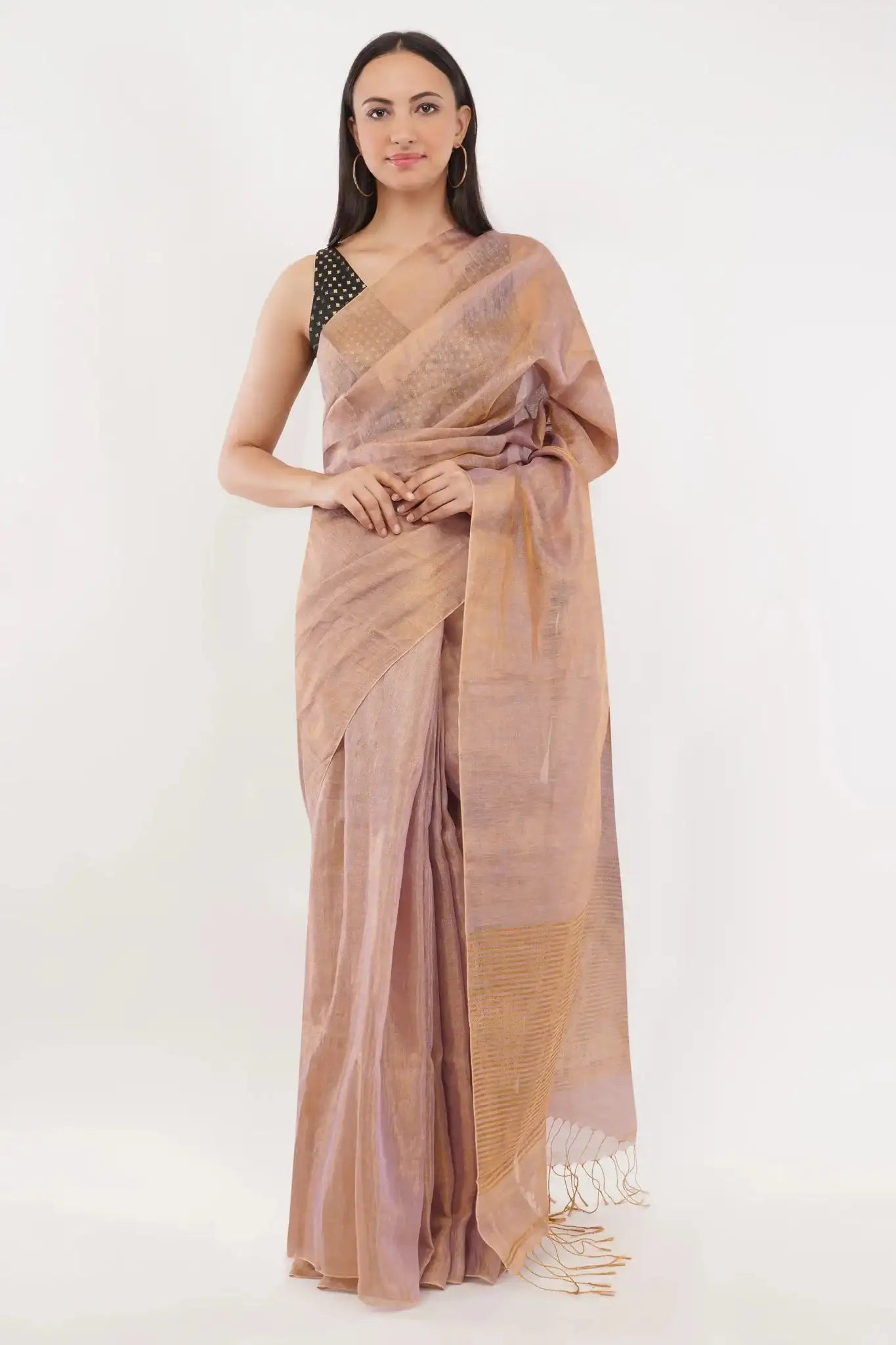 MAUVE MATTER | Handloom Linen Tissue | Indidha Saree