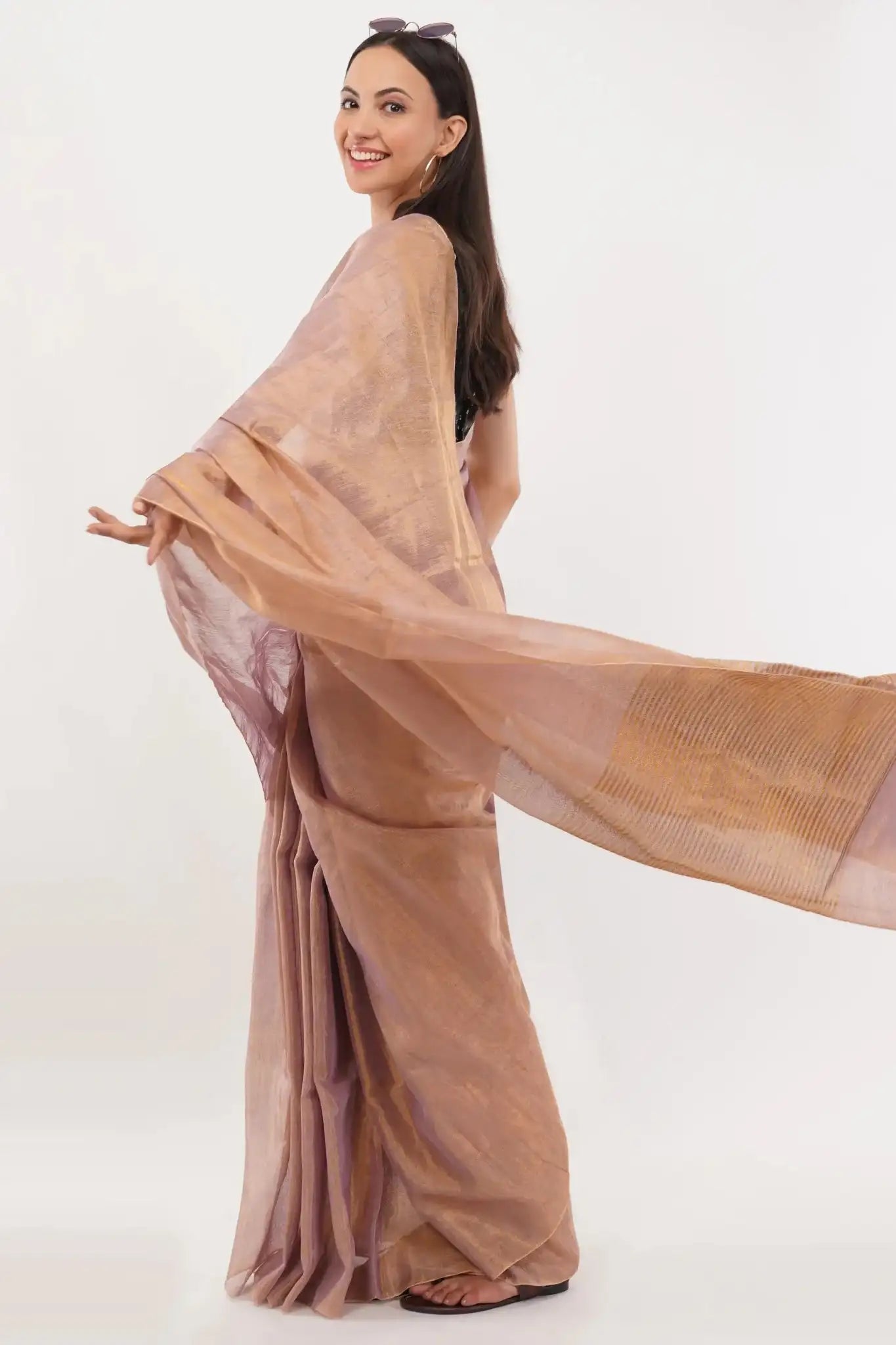 MAUVE MATTER | Handloom Linen Tissue | Indidha Saree