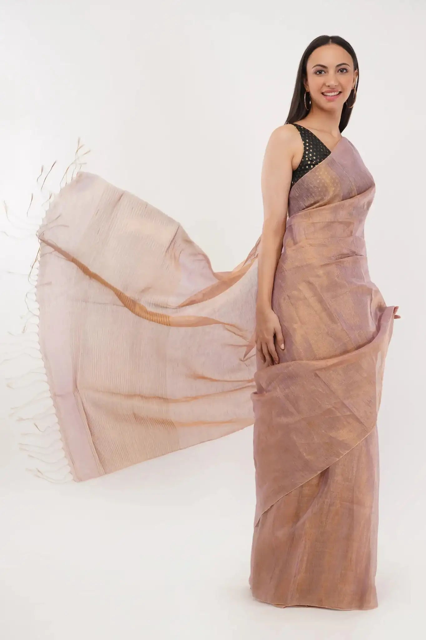MAUVE MATTER | Linen Tissue | Indidha Saree
