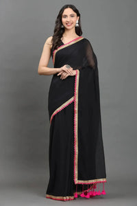 MIDNIGHT GULABO | Mul cotton | Indidha Saree