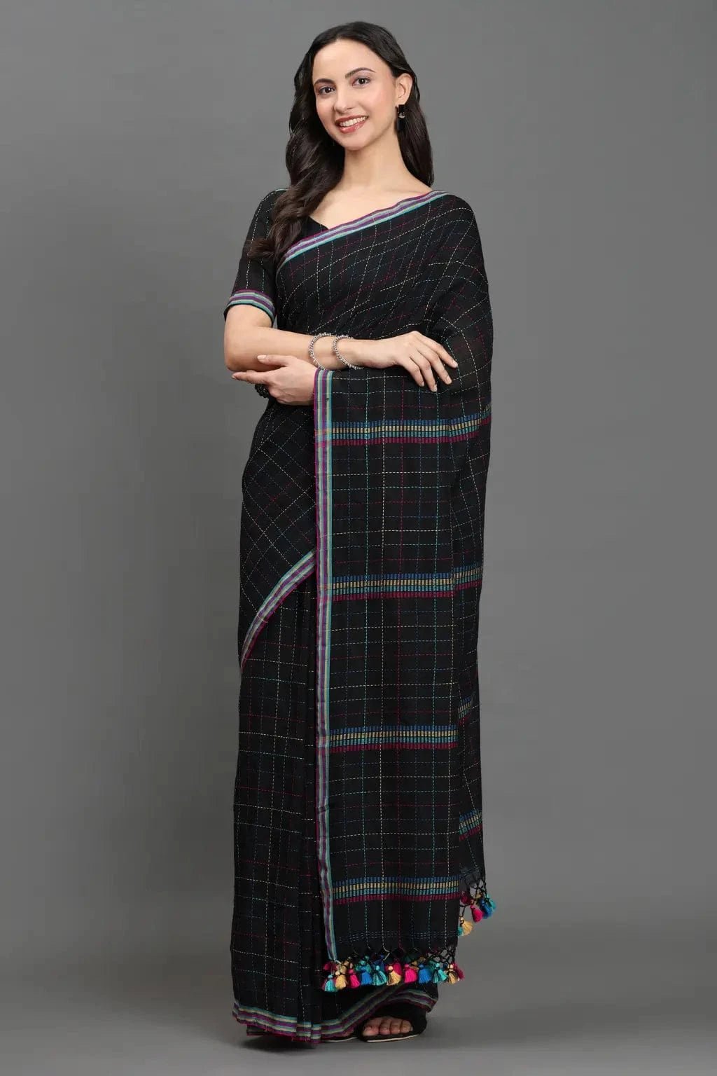 MIDNIGHT KANTHA | Pure Cotton | Indidha Saree