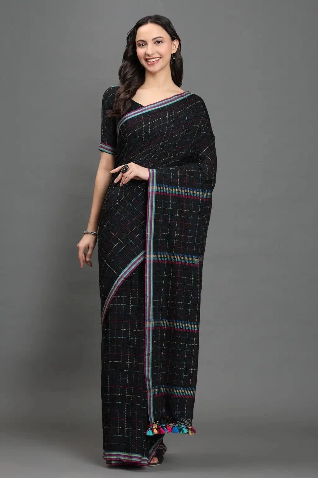 MIDNIGHT KANTHA | Pure Cotton | Indidha Saree
