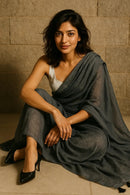 Midnight Whisper | Handloom Mul Cotton | Indidha Saree