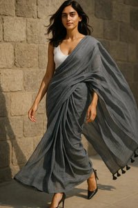 Midnight Whisper | Handloom Mul Cotton | Indidha Saree