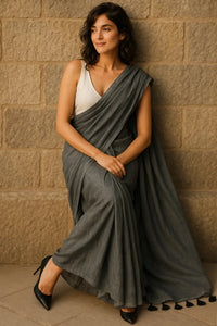 Midnight Whisper | Handloom Mul Cotton | Indidha Saree