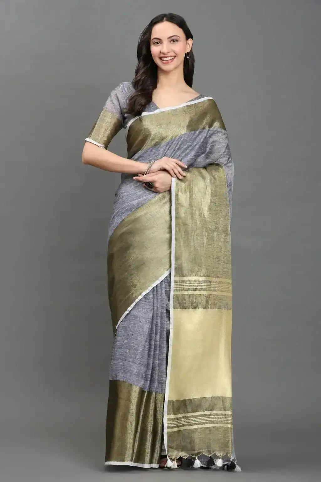 MOONLIT OLIVE | Linen | Indidha Saree