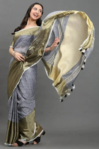 MOONLIT OLIVE | Linen | Indidha Saree