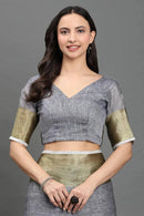 MOONLIT OLIVE | Linen | Indidha Saree