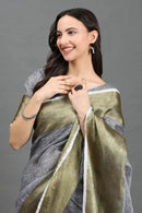 MOONLIT OLIVE | Linen | Indidha Saree