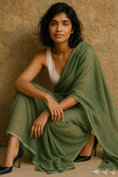 Moss Haze | Handloom Mul Cotton | Indidha Saree