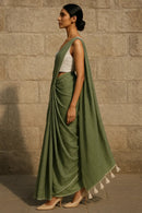 Moss Haze | Handloom Mul Cotton | Indidha Saree
