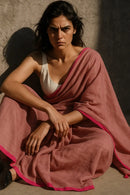 Muted Cherry | Handloom Mul Cotton | Indidha Saree