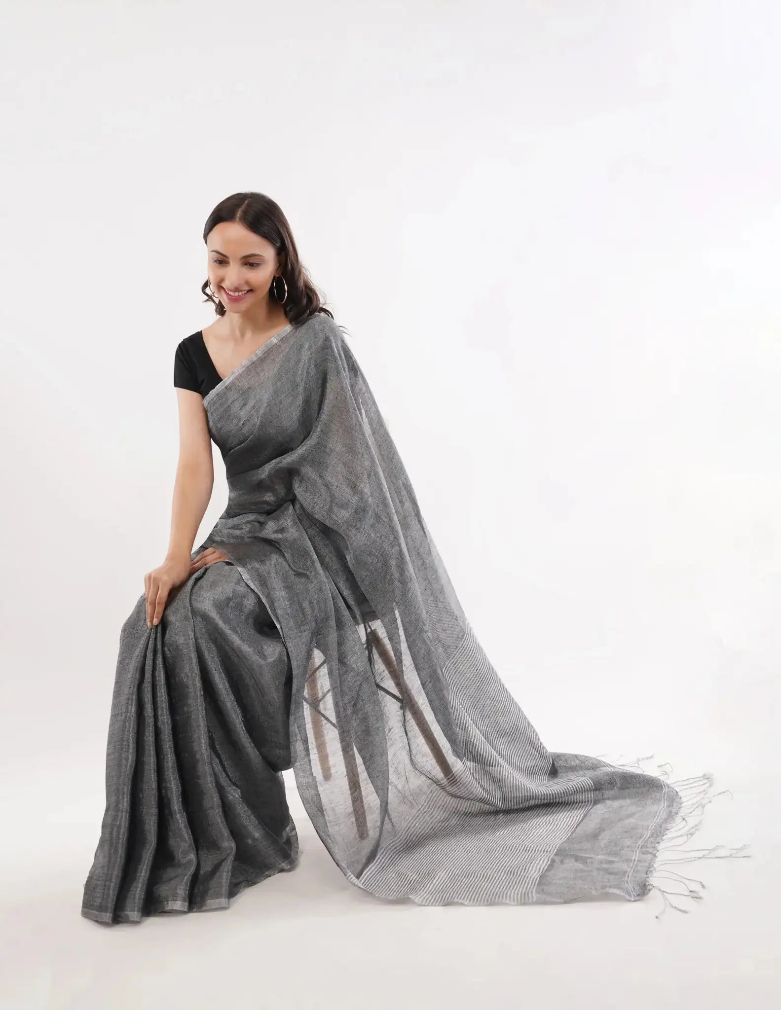 MYSTIC MEADOWS | Handloom Linen Tissue | Indidha Saree