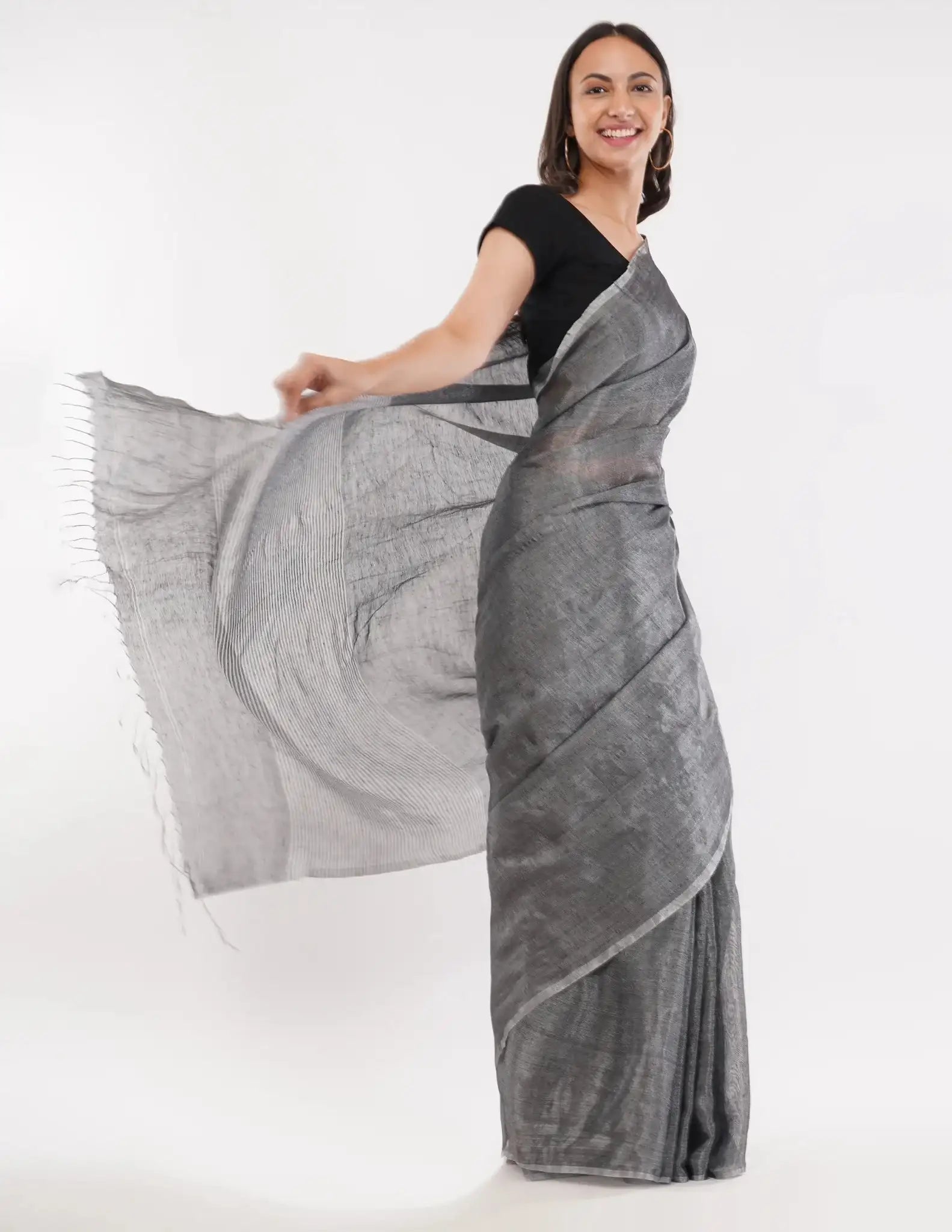 MYSTIC MEADOWS | Handloom Linen Tissue | Indidha Saree