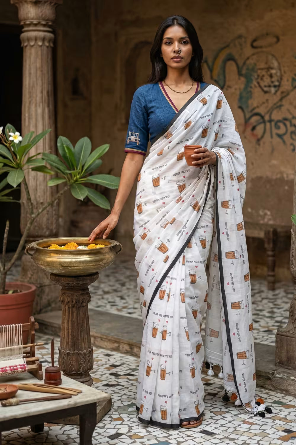 Chai, Unfiltered | Mul Cotton | Indidha Saree