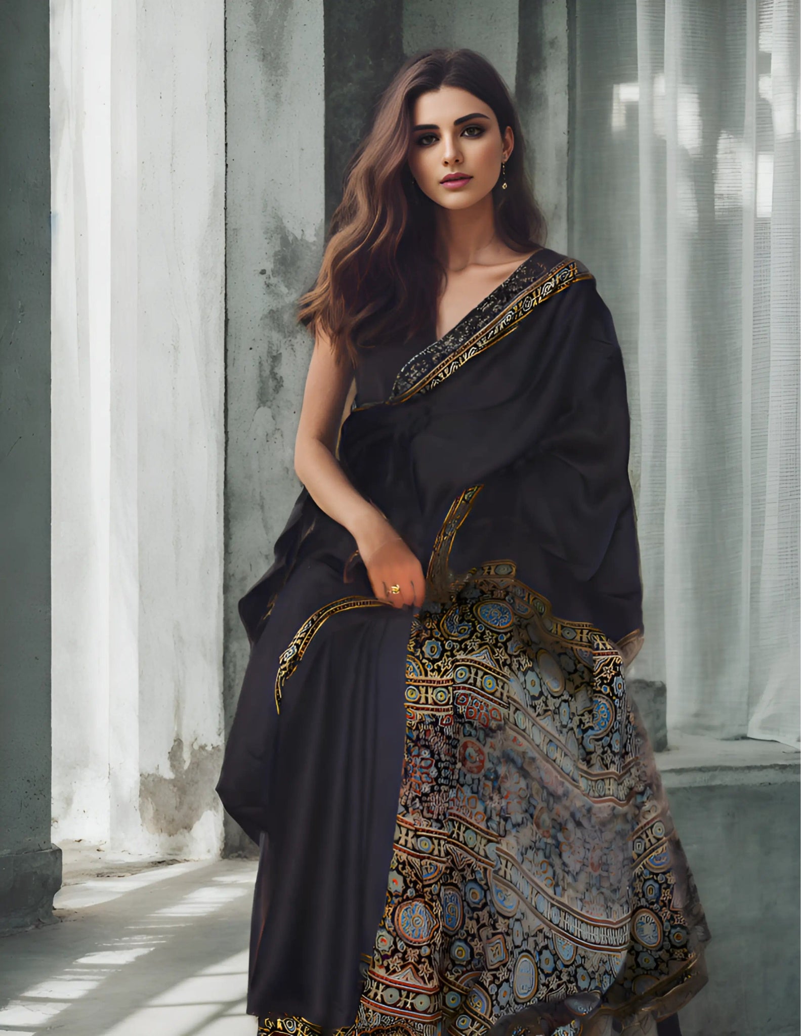 NIRVANA | Modal Silk | Ajrakh Print | Indidha Saree