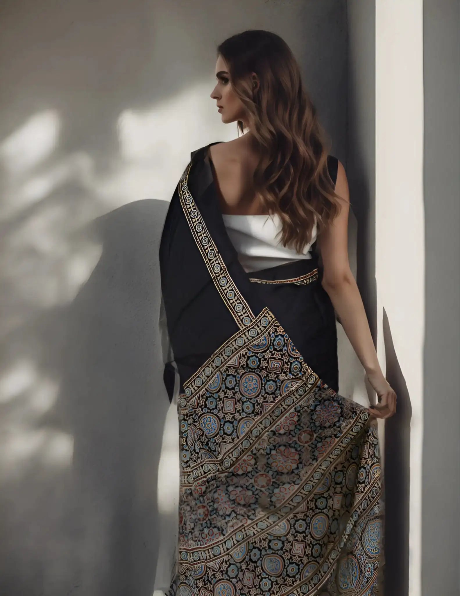 NIRVANA | Modal Silk | Ajrakh Print | Indidha Saree