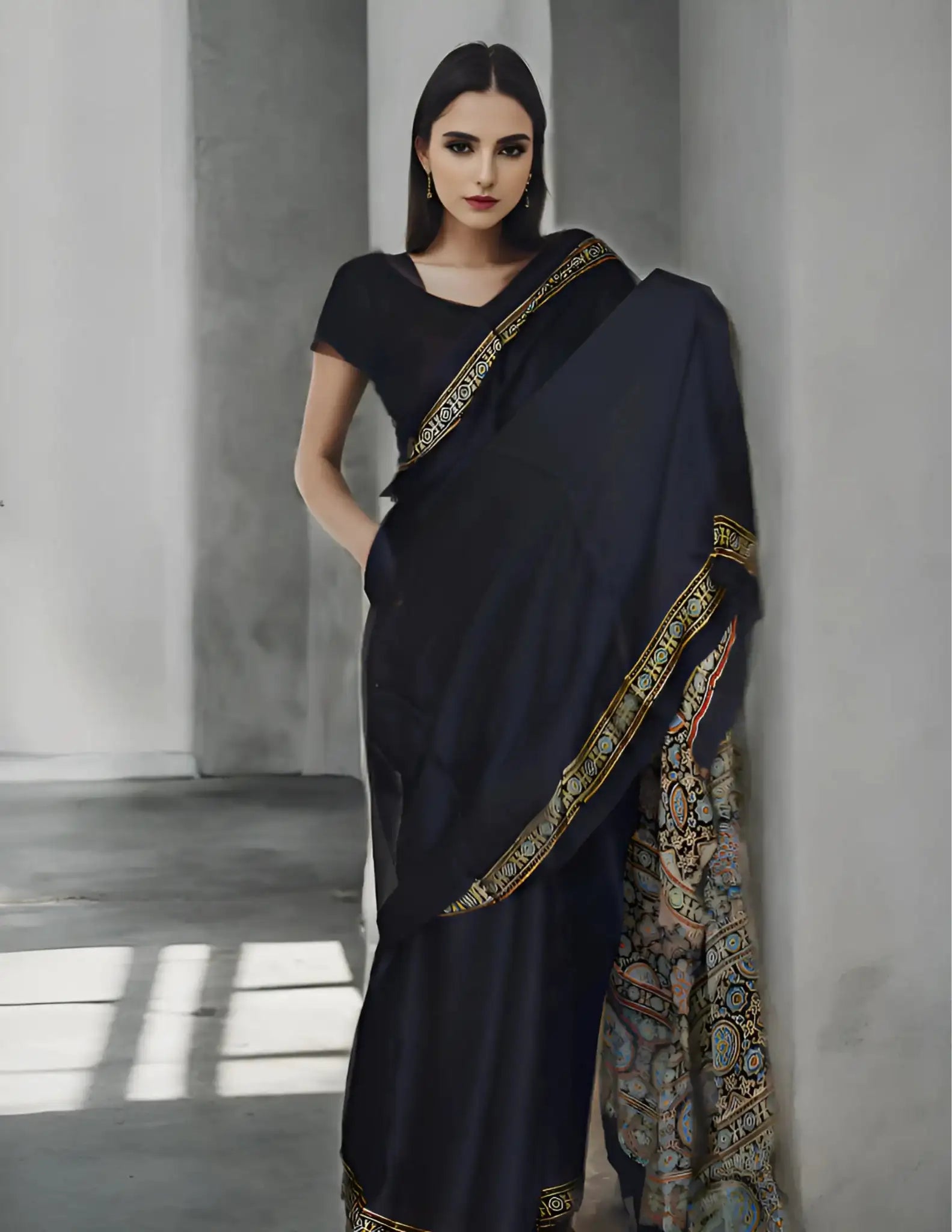NIRVANA | Modal Silk | Ajrakh Print | Indidha Saree