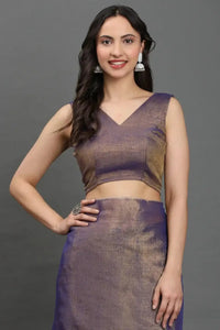 Noor - e - Neelam | Linen Tissue | Indidha Saree