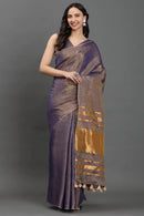Noor - e - Neelam | Linen Tissue | Indidha Saree