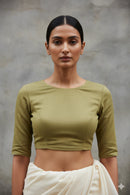 Olive Ground | Mul Cotton | Blouse Fabric