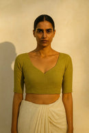 Olive Ground | Mul Cotton | Blouse Fabric