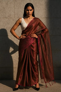 OLIVE ROSE MIRAGE | Handloom Tissue | Indidha Saree