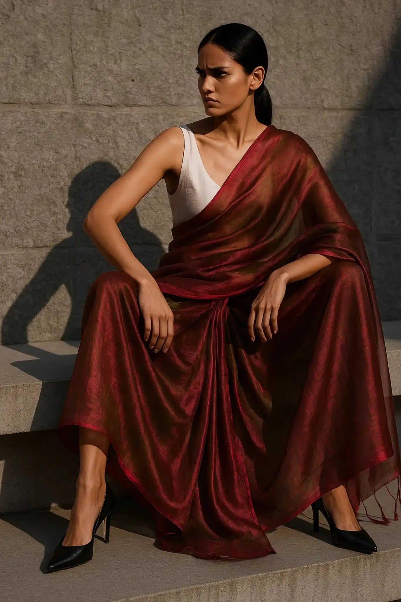 OLIVE ROSE MIRAGE | Handloom Tissue | Indidha Saree